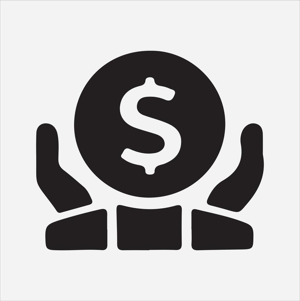 Dollar sing coin money silhouette on White Background vector