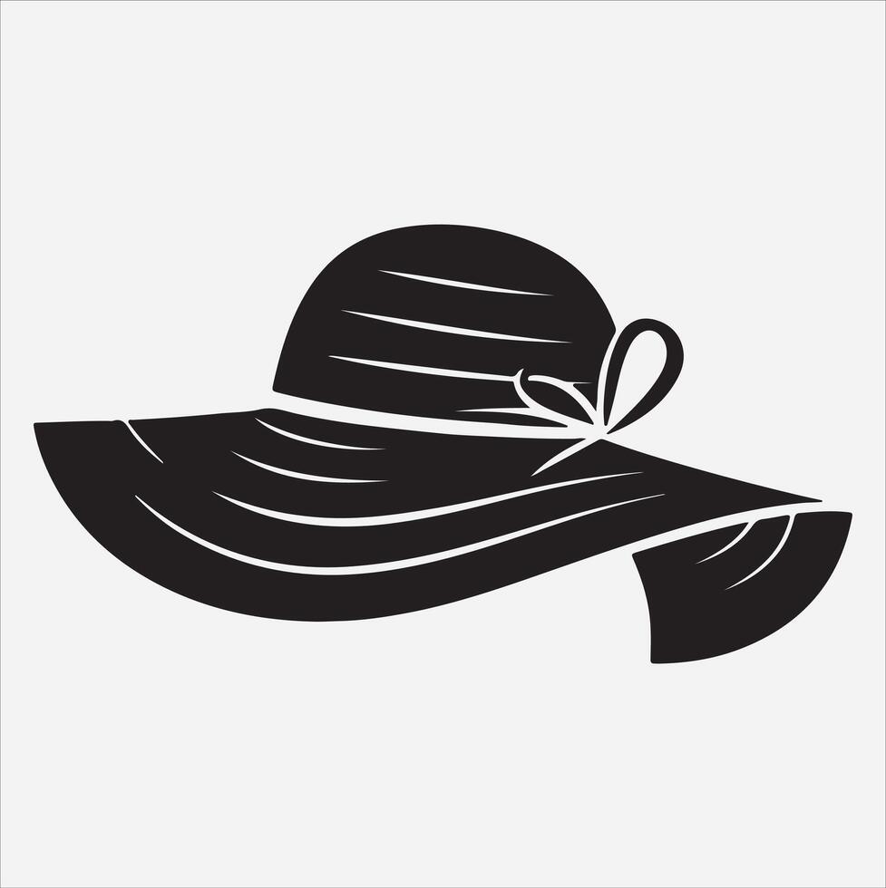 Female hat silhouette illustration on White Background vector