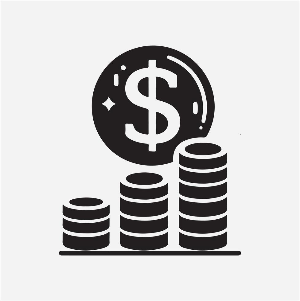 Dollar sing coin money silhouette on White Background vector