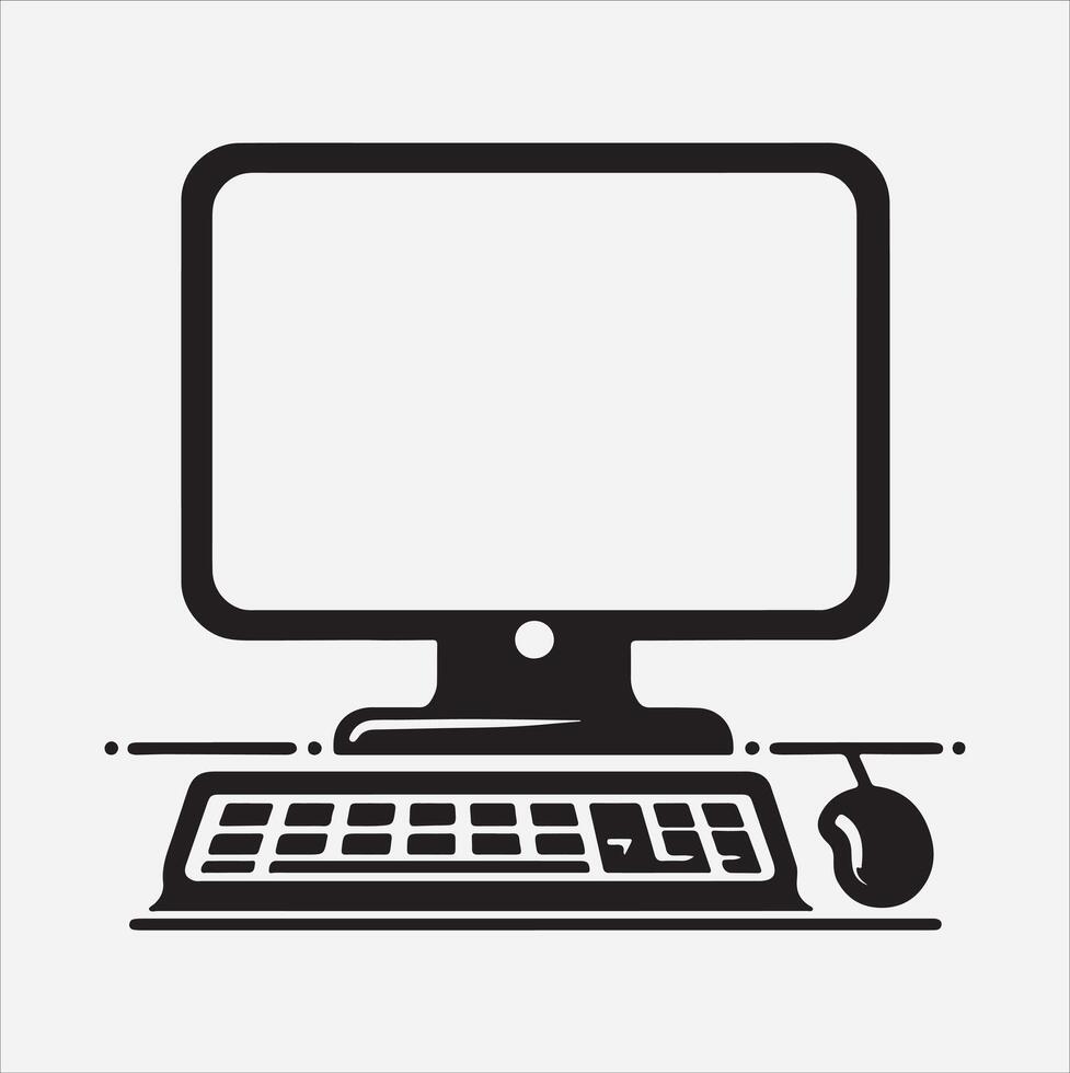 monitor icon silhouette on White Background vector