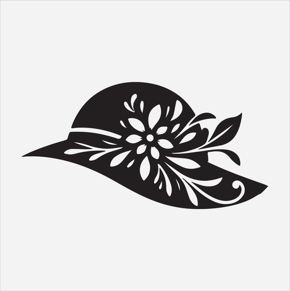 Female hat silhouette illustration on White Background vector