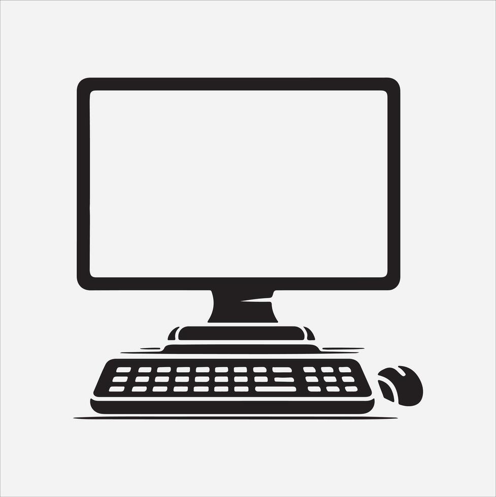 monitor icon silhouette on White Background vector