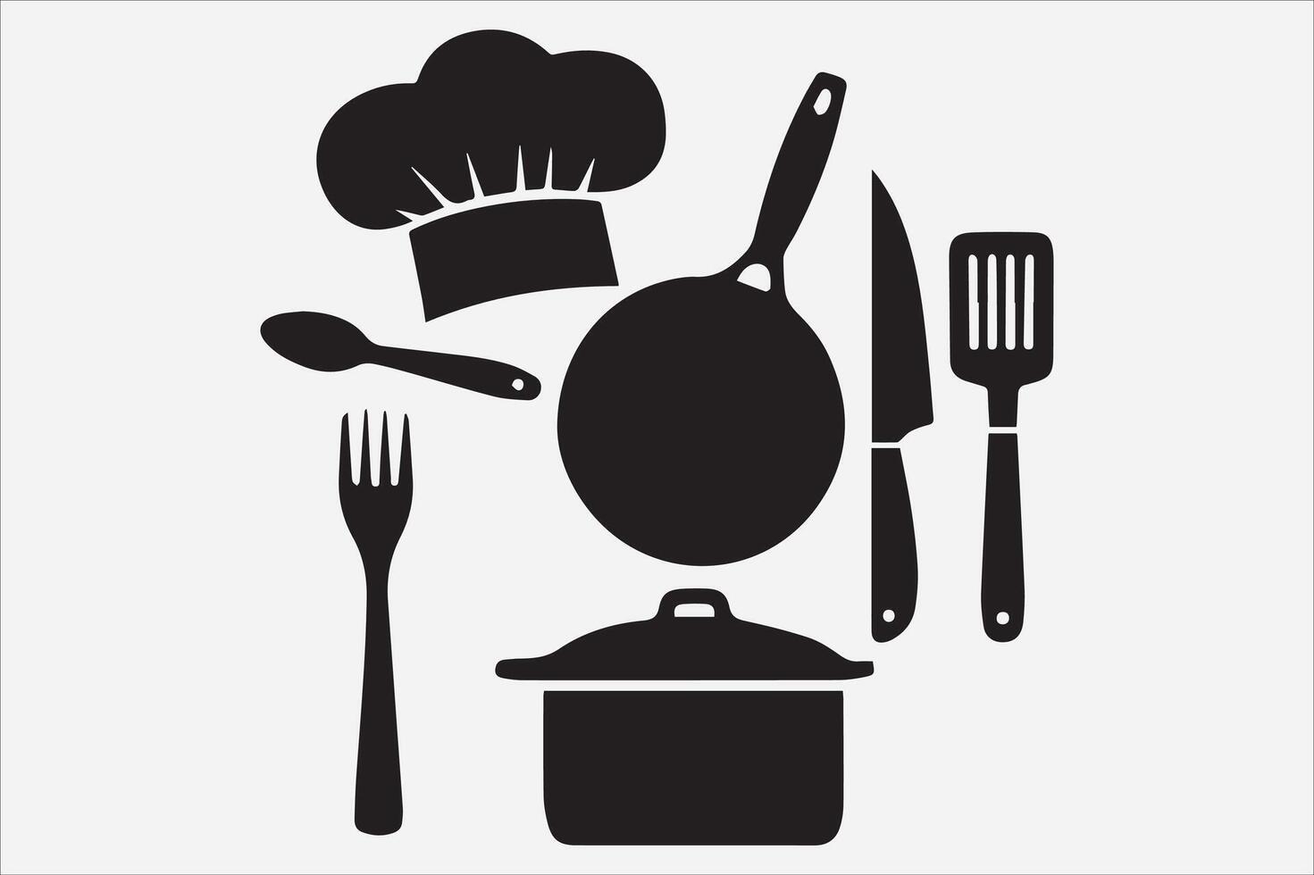 A Set of food icon Silhouette Illustration with white Background vector