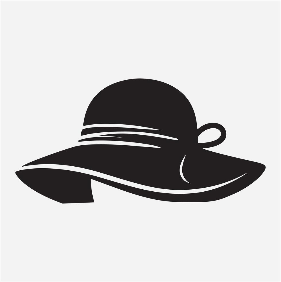 Female hat silhouette illustration on White Background vector