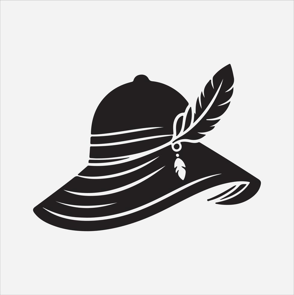 Female hat silhouette illustration on White Background vector