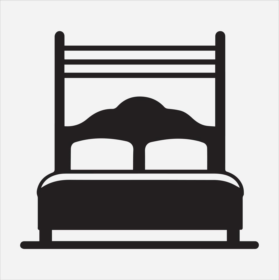 bed silhouette art illustration on White Background vector