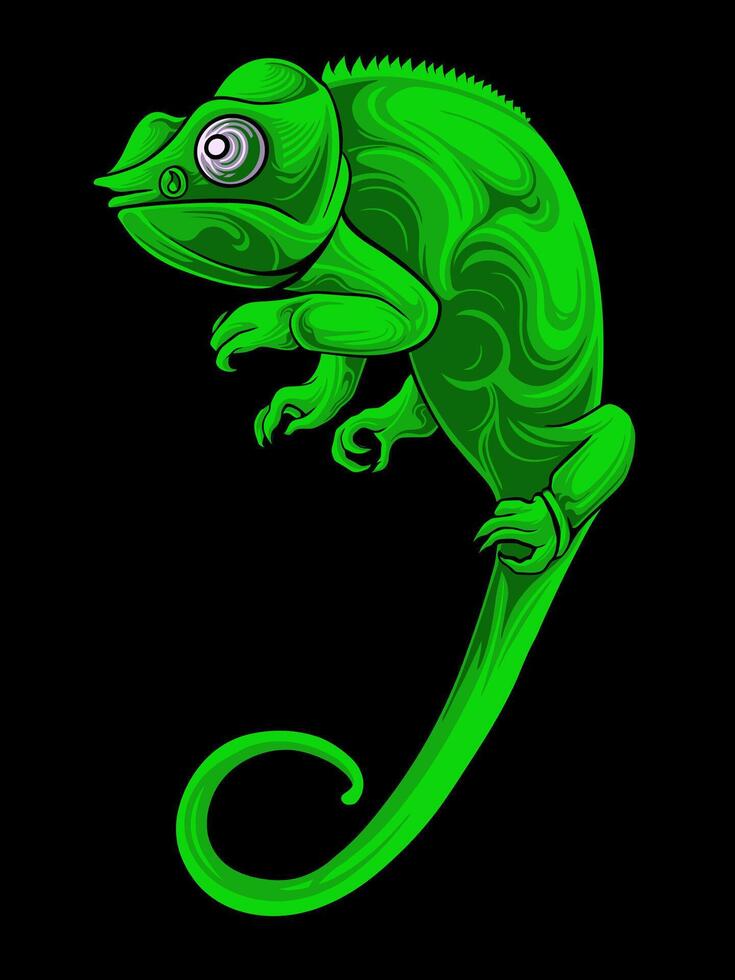 Chameleon Illustration Design For Elements, editable colors vector
