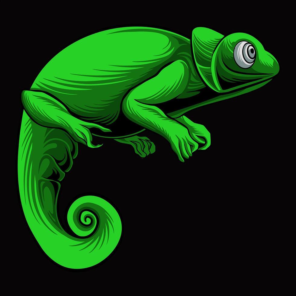 Chameleon Illustration Design For Elements, editable colors vector