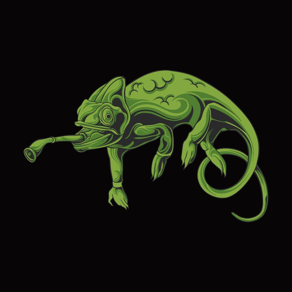 Chameleon Illustration Design For Elements, editable colors vector