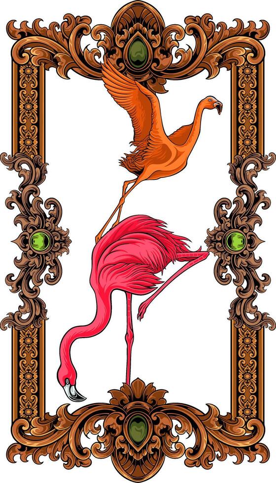 Flamingo Bird Illustrator Design For Elements, editable colors vector