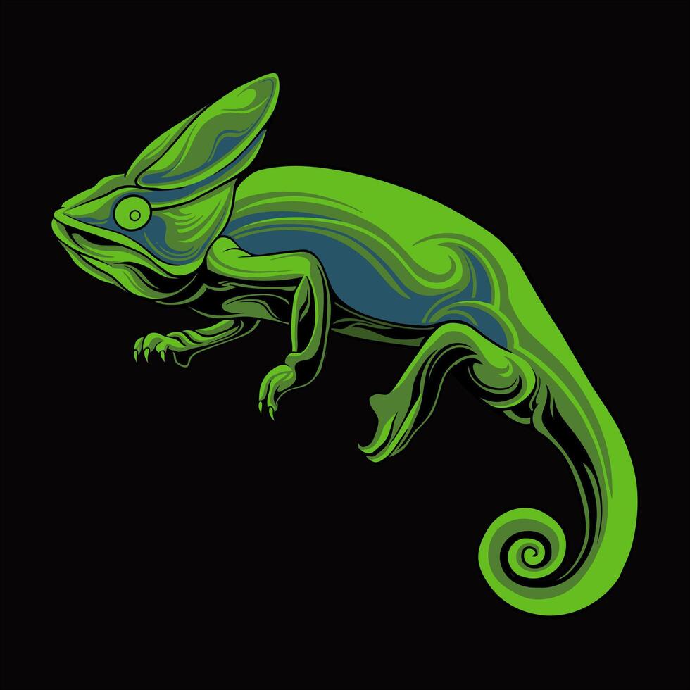 Chameleon Illustration Design For Elements, editable colors vector