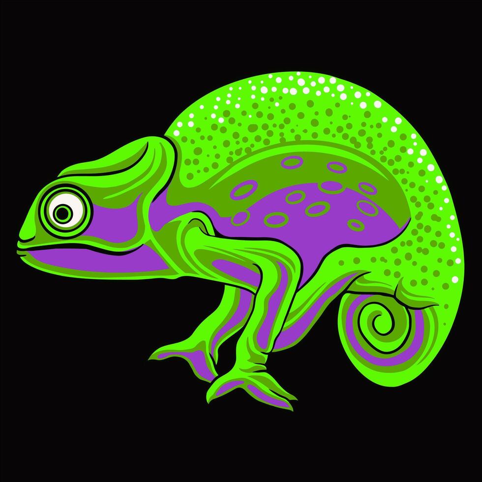 Chameleon Illustration Design For Elements, editable colors vector