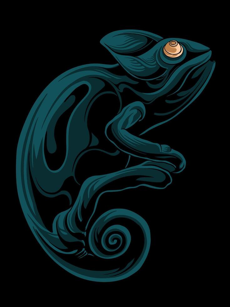 Chameleon Illustration Design For Elements, editable colors vector