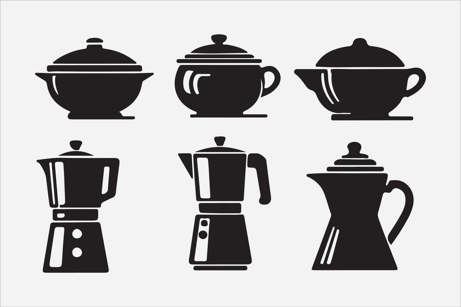 A Set of food icon Silhouette Illustration with white Background vector