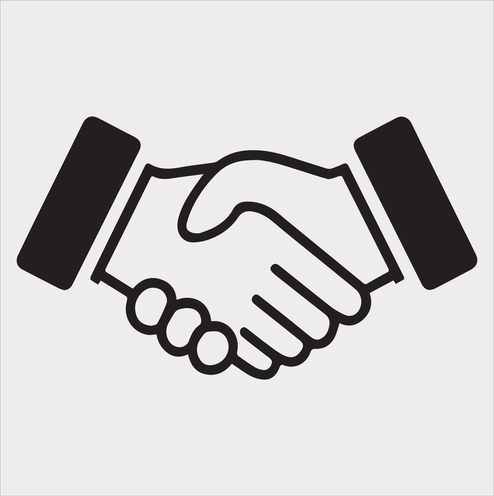 a minimalist handshake icon logo Silhouette art on White Background vector