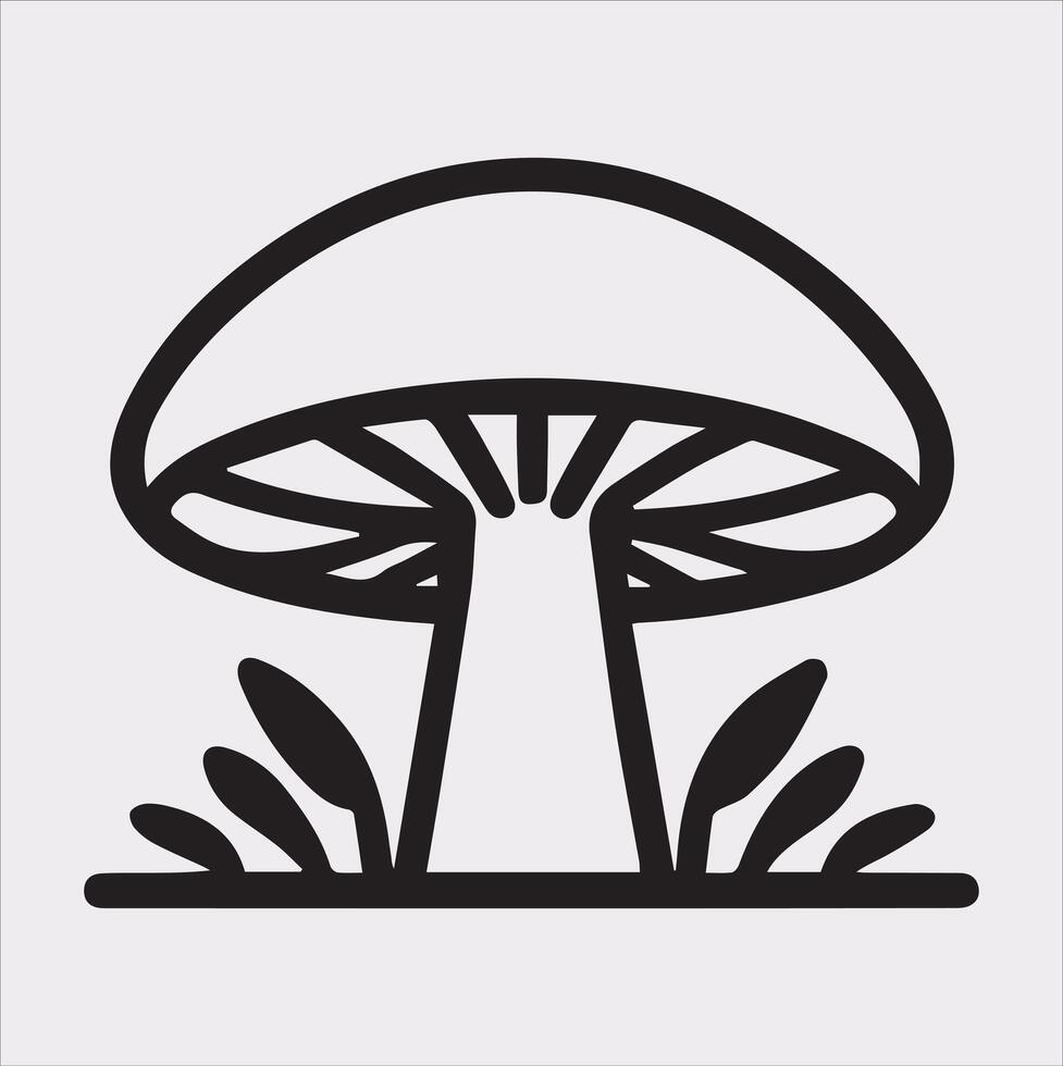 a Mushroom icon minimalist naturel logo Silhouette art illustration on White Background vector
