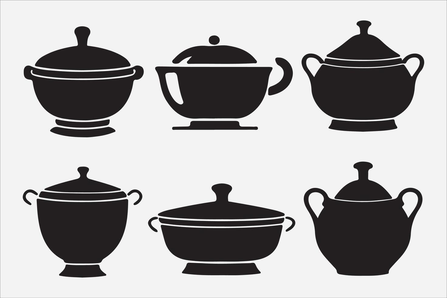 A Set of food icon Silhouette Illustration with white Background vector