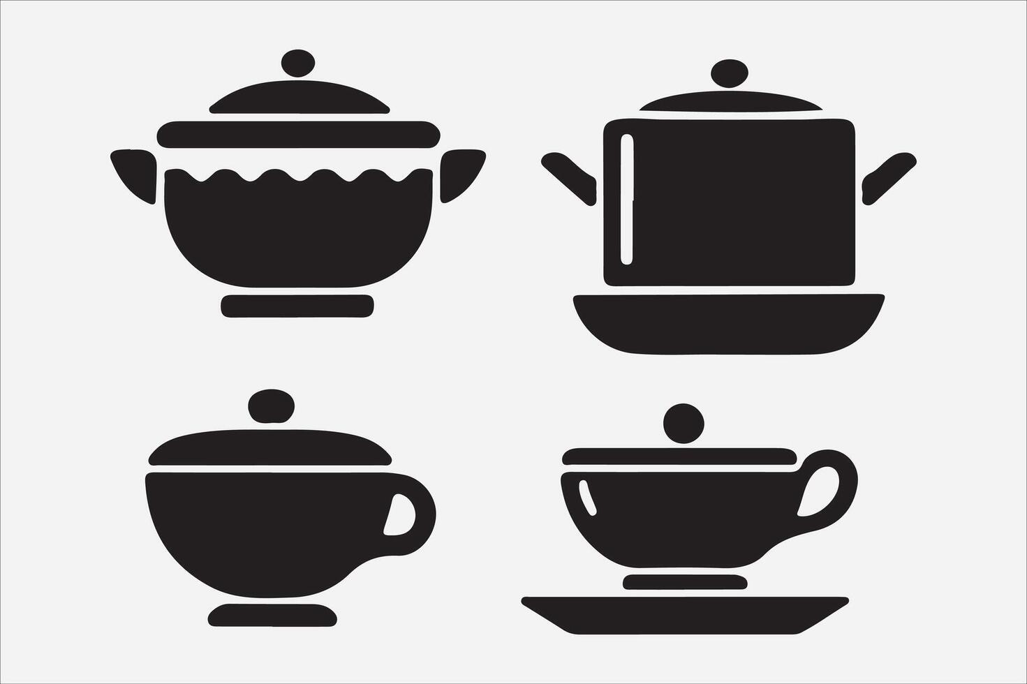 A Set of food icon Silhouette Illustration with white Background vector