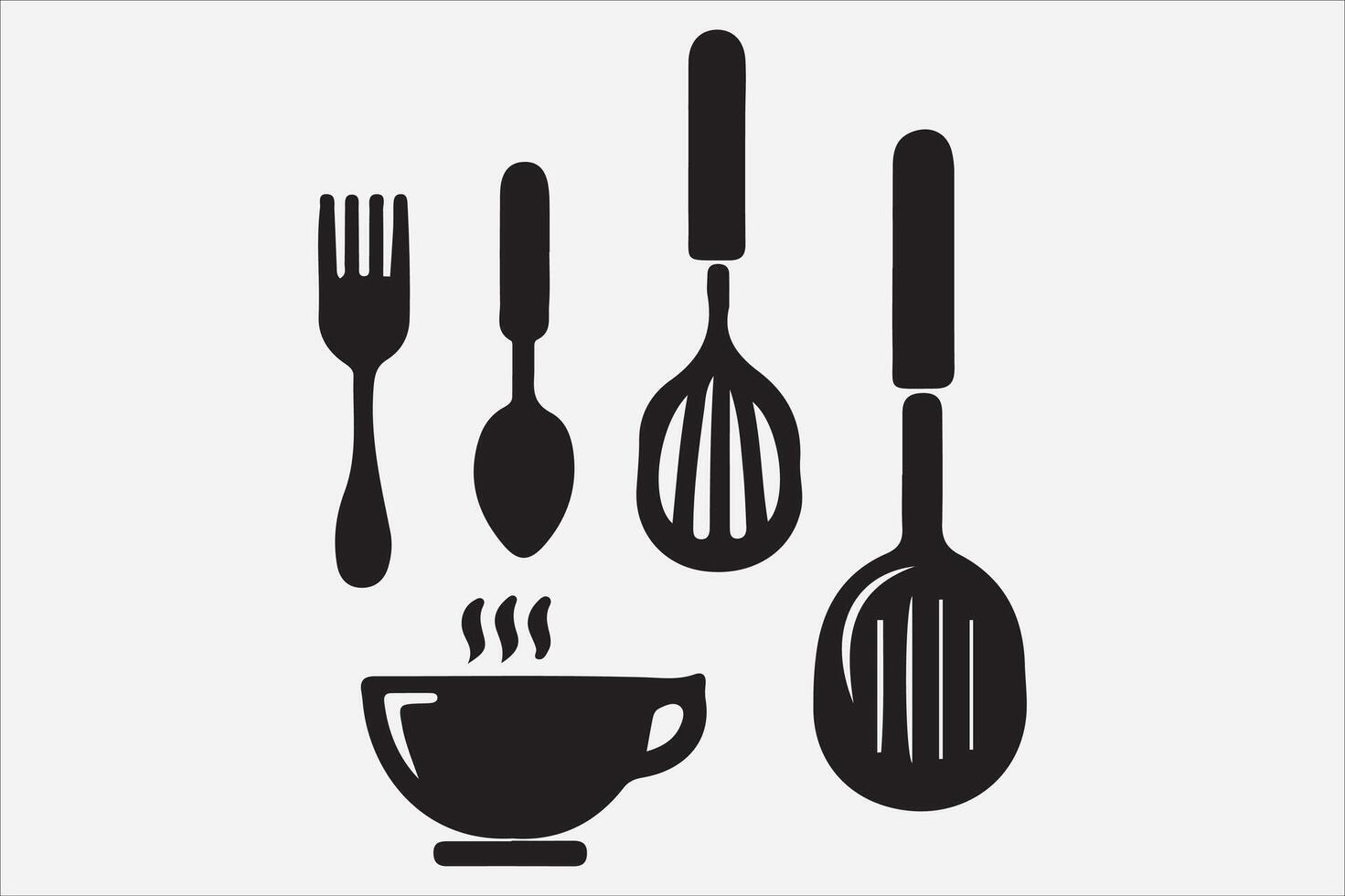 A Set of food icon Silhouette Illustration with white Background vector