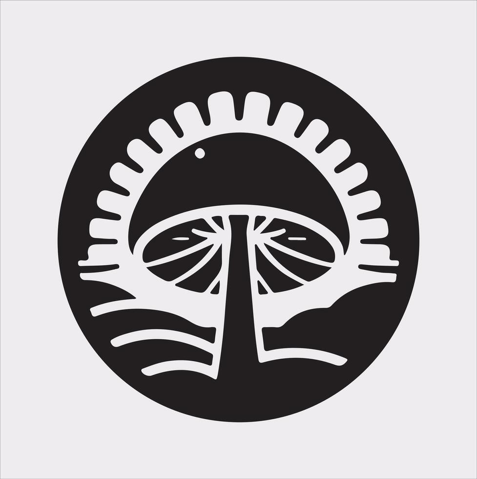 a Mushroom icon minimalist naturel logo Silhouette art illustration on White Background vector