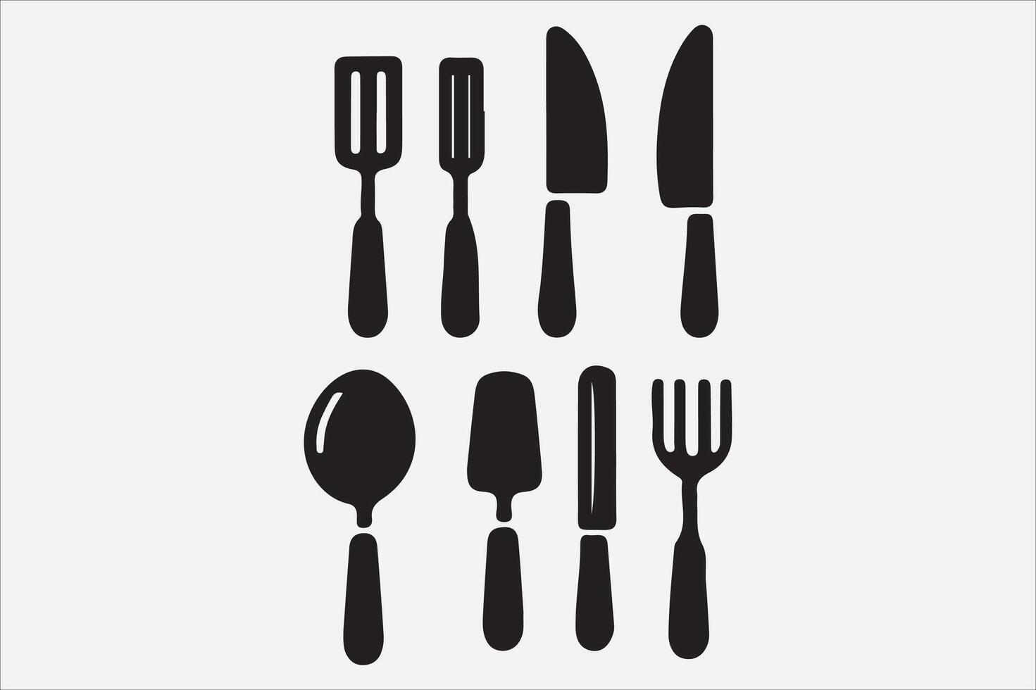 A Set of food icon Silhouette Illustration with white Background vector