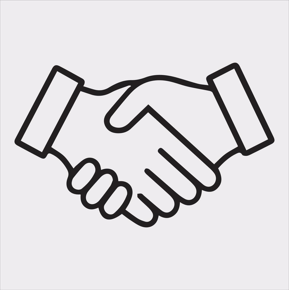 a minimalist handshake icon logo Silhouette art on White Background vector