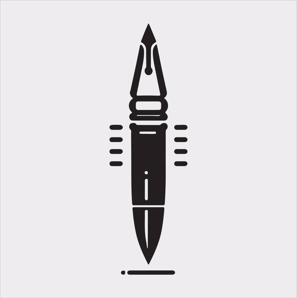 Education Logo Silhouette art illustration with a pen icon on a solid white background vector