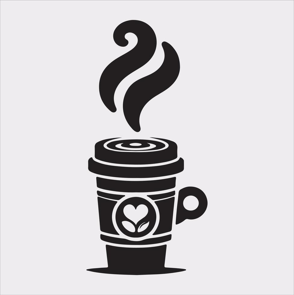 coffee shop logo Silhouette on White Background vector