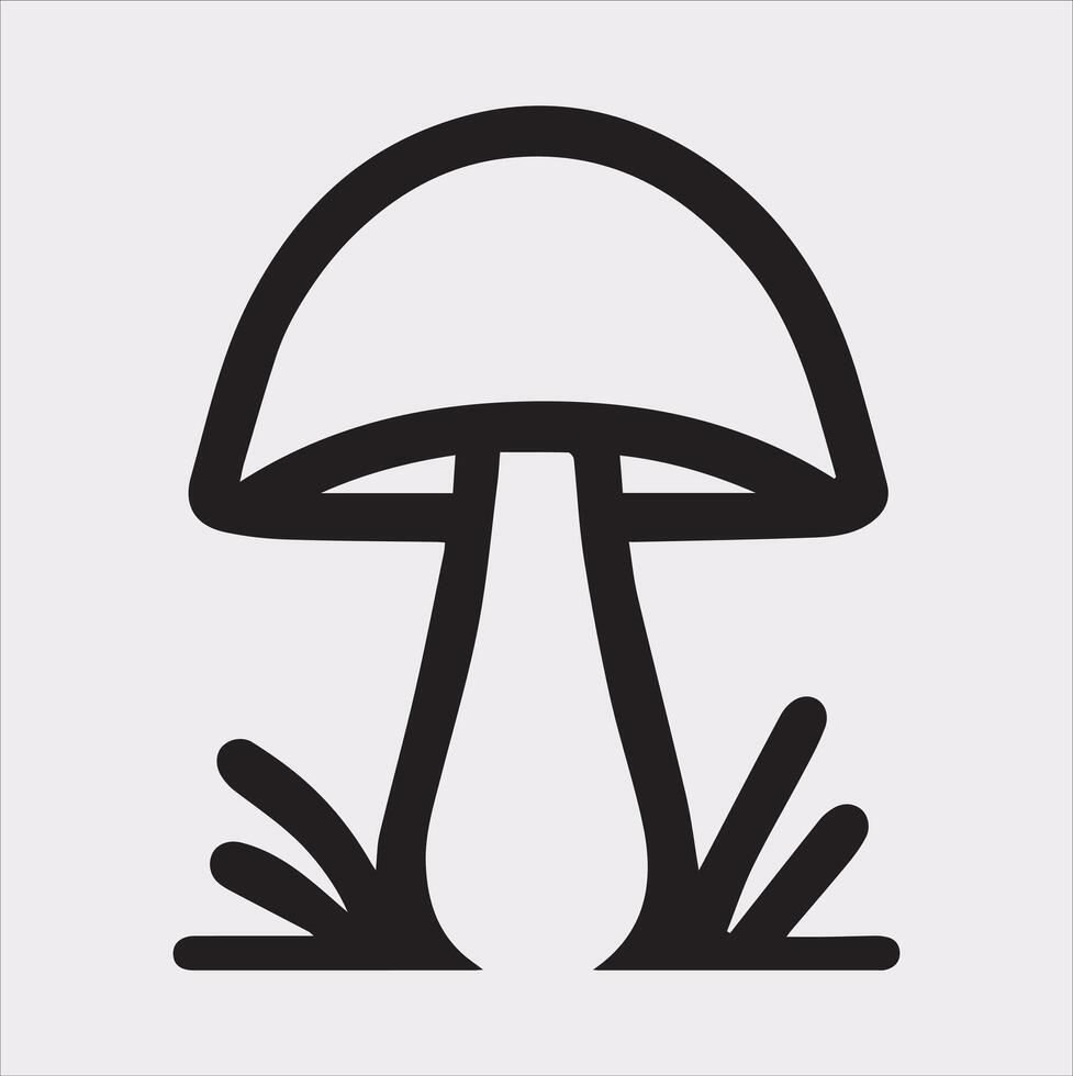 a Mushroom icon minimalist naturel logo Silhouette art illustration on White Background vector