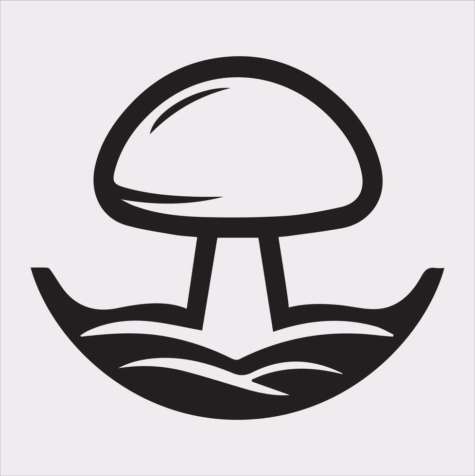 a Mushroom icon minimalist naturel logo Silhouette art illustration on White Background vector