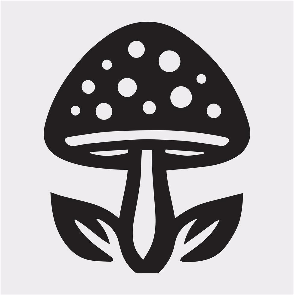 a Mushroom icon minimalist naturel logo Silhouette art illustration on White Background vector