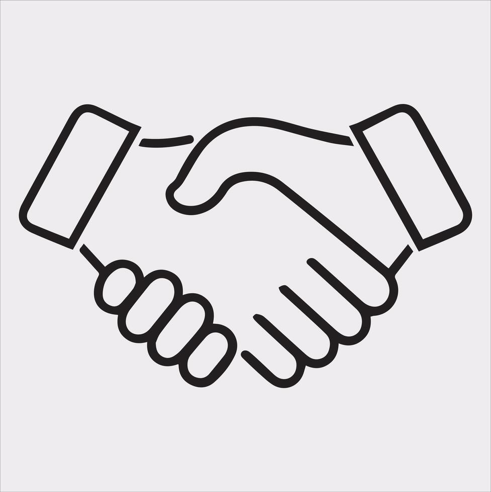 a minimalist handshake icon logo Silhouette art on White Background vector
