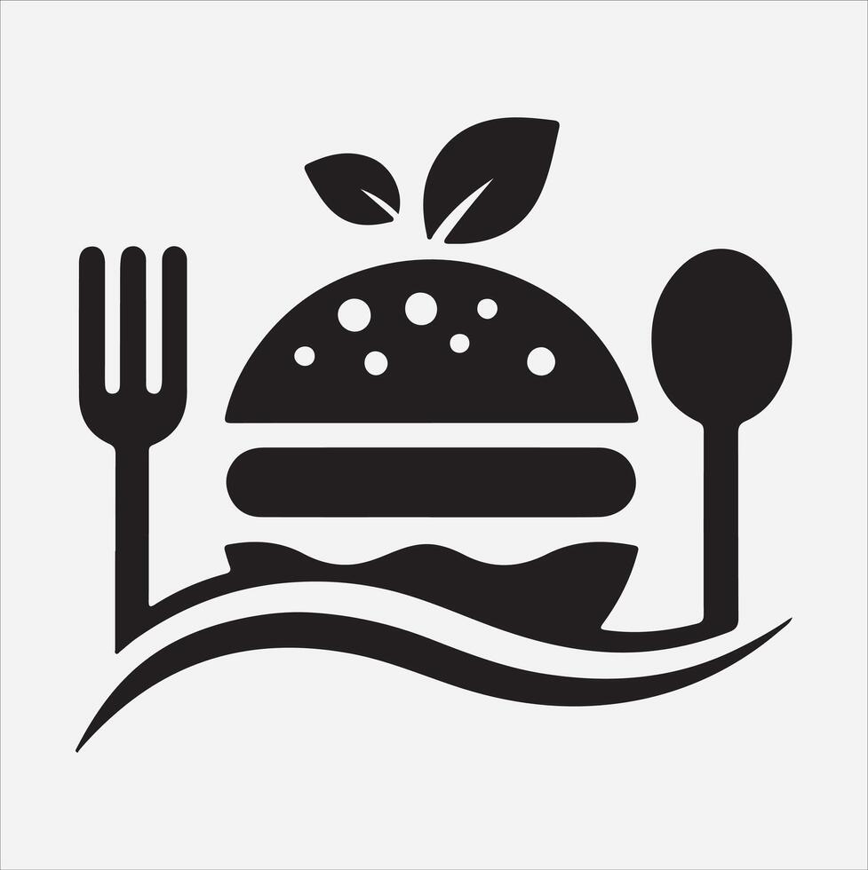 Food logo icon symbol Silhouette on White Background vector