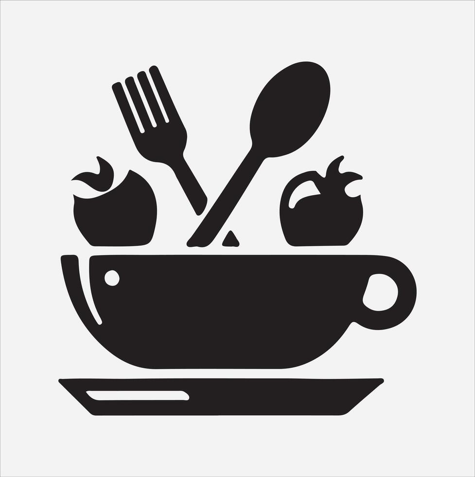 Food logo icon symbol Silhouette on White Background vector