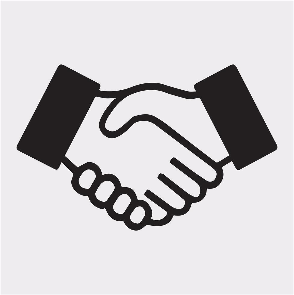 a minimalist handshake icon logo Silhouette art on White Background vector
