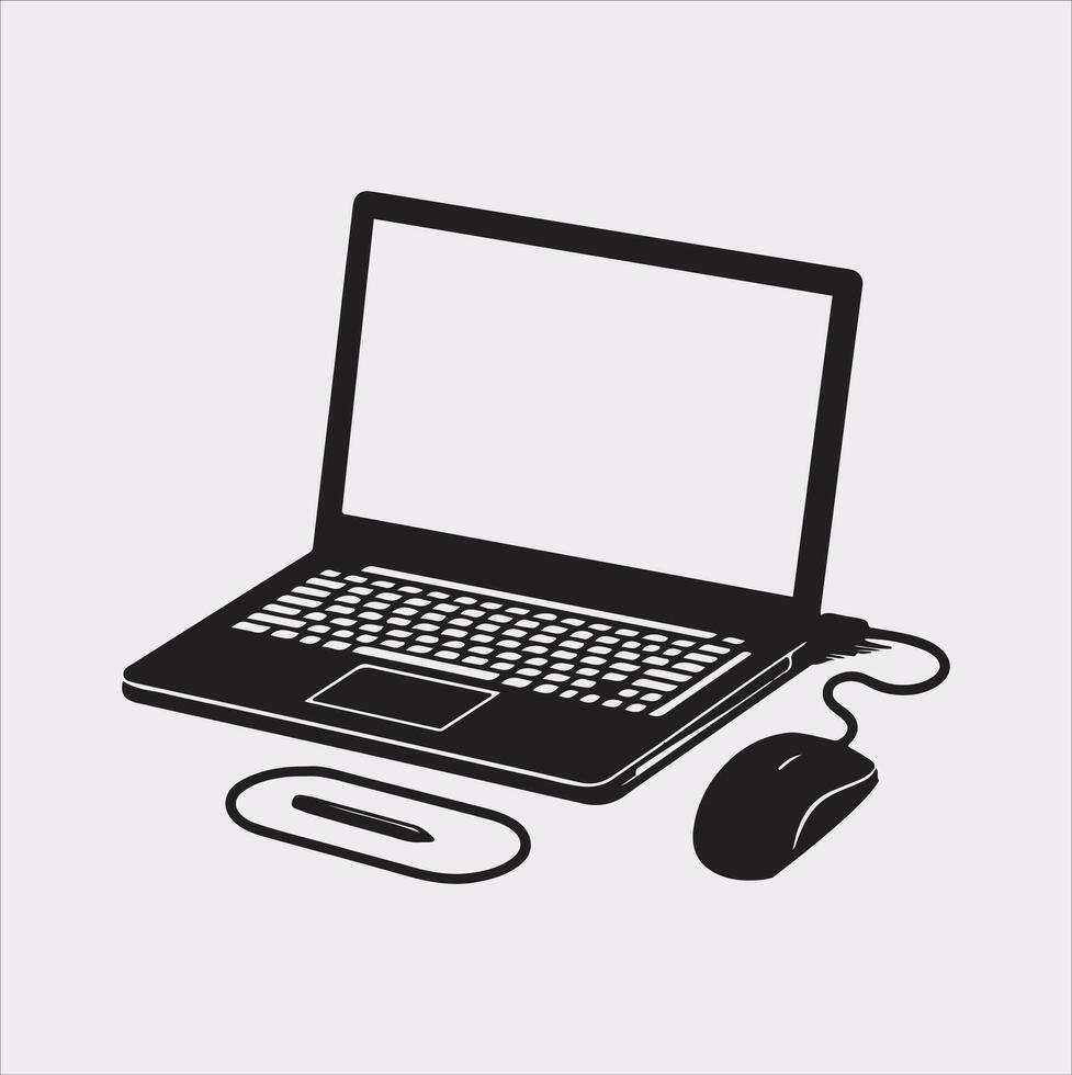 laptop silhouette on White Background vector