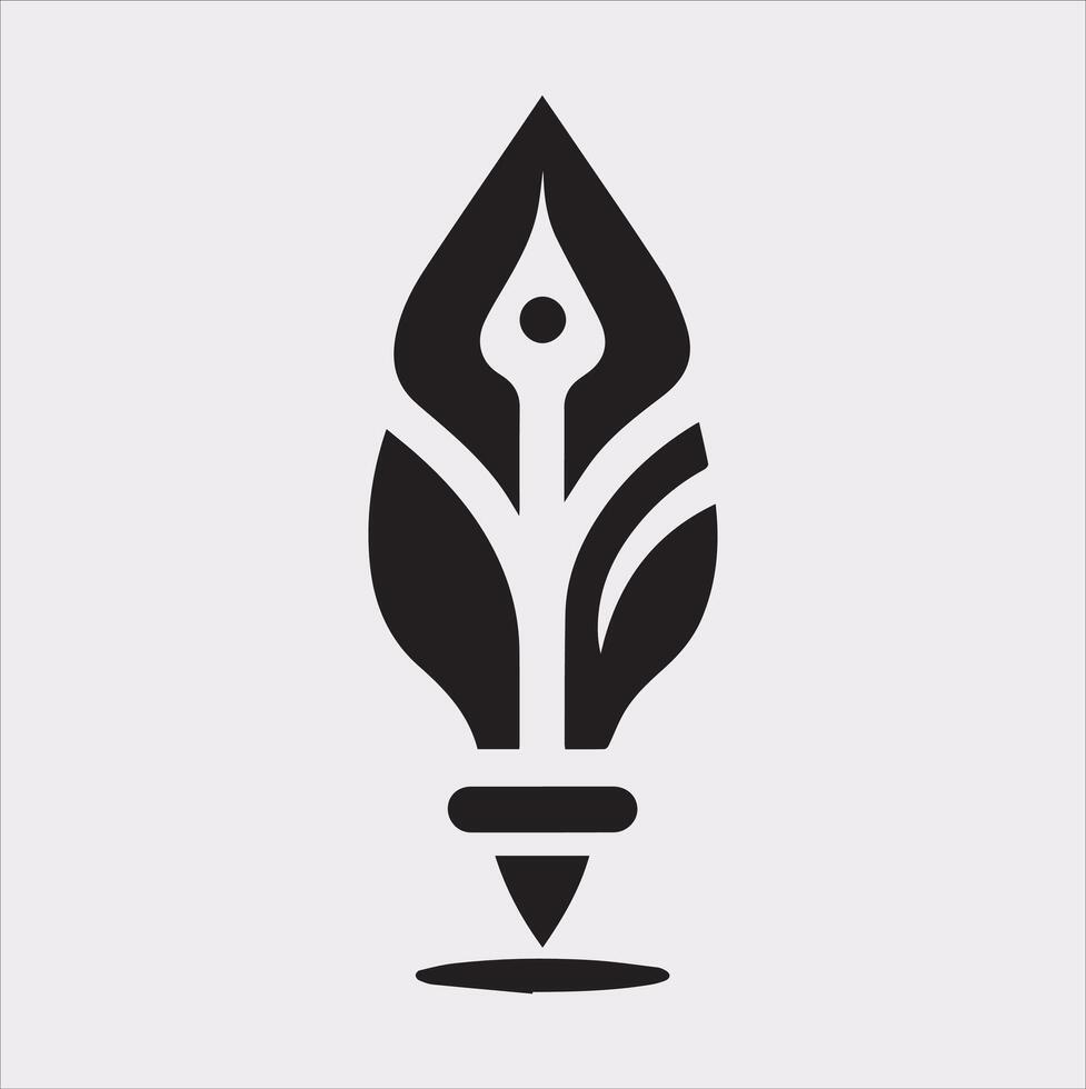 Education Logo Silhouette art illustration with a pen icon on a solid white background vector