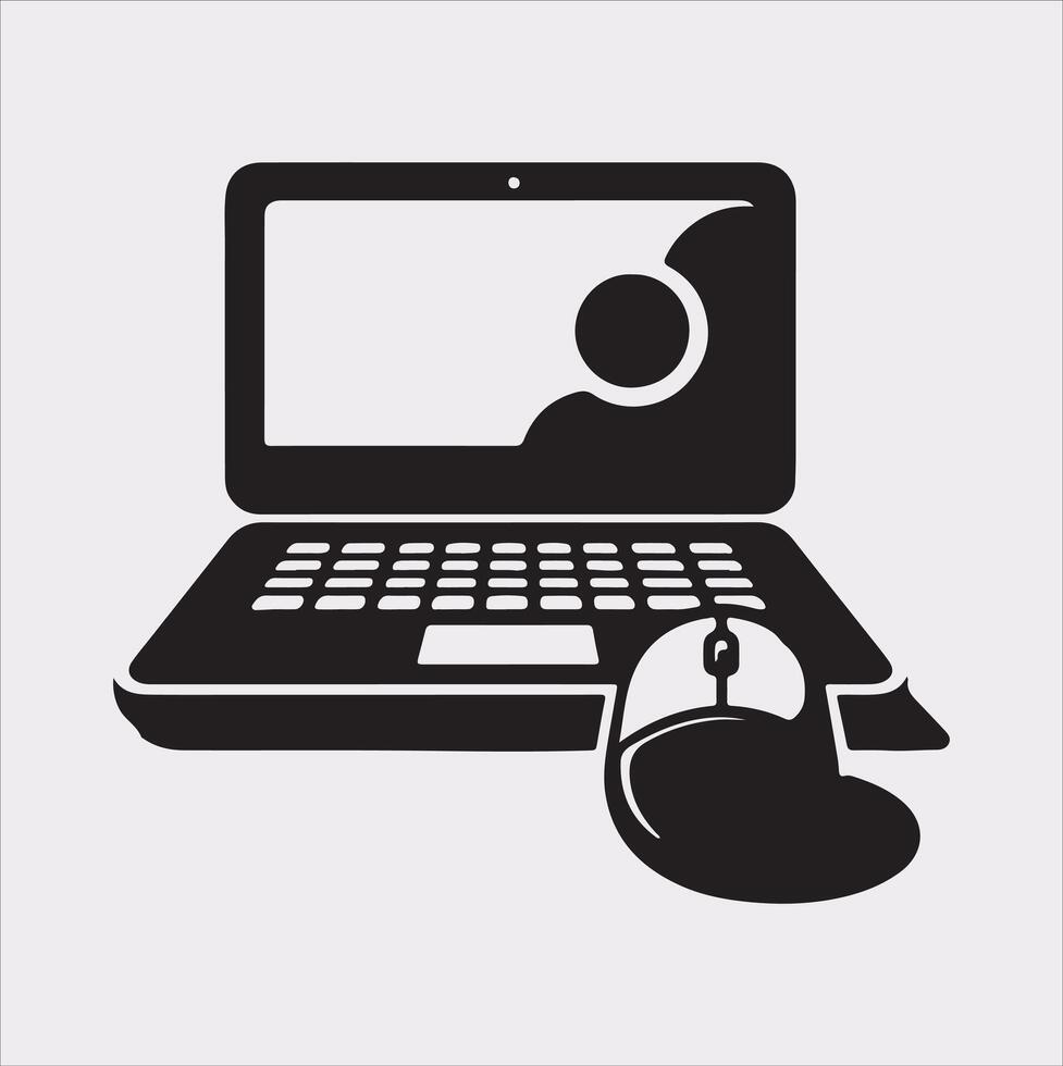 laptop silhouette on White Background vector