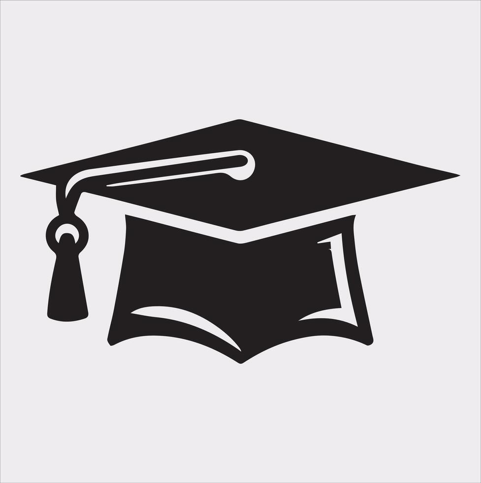 minimalist degree logo with convocation cap in black Silhouette vector