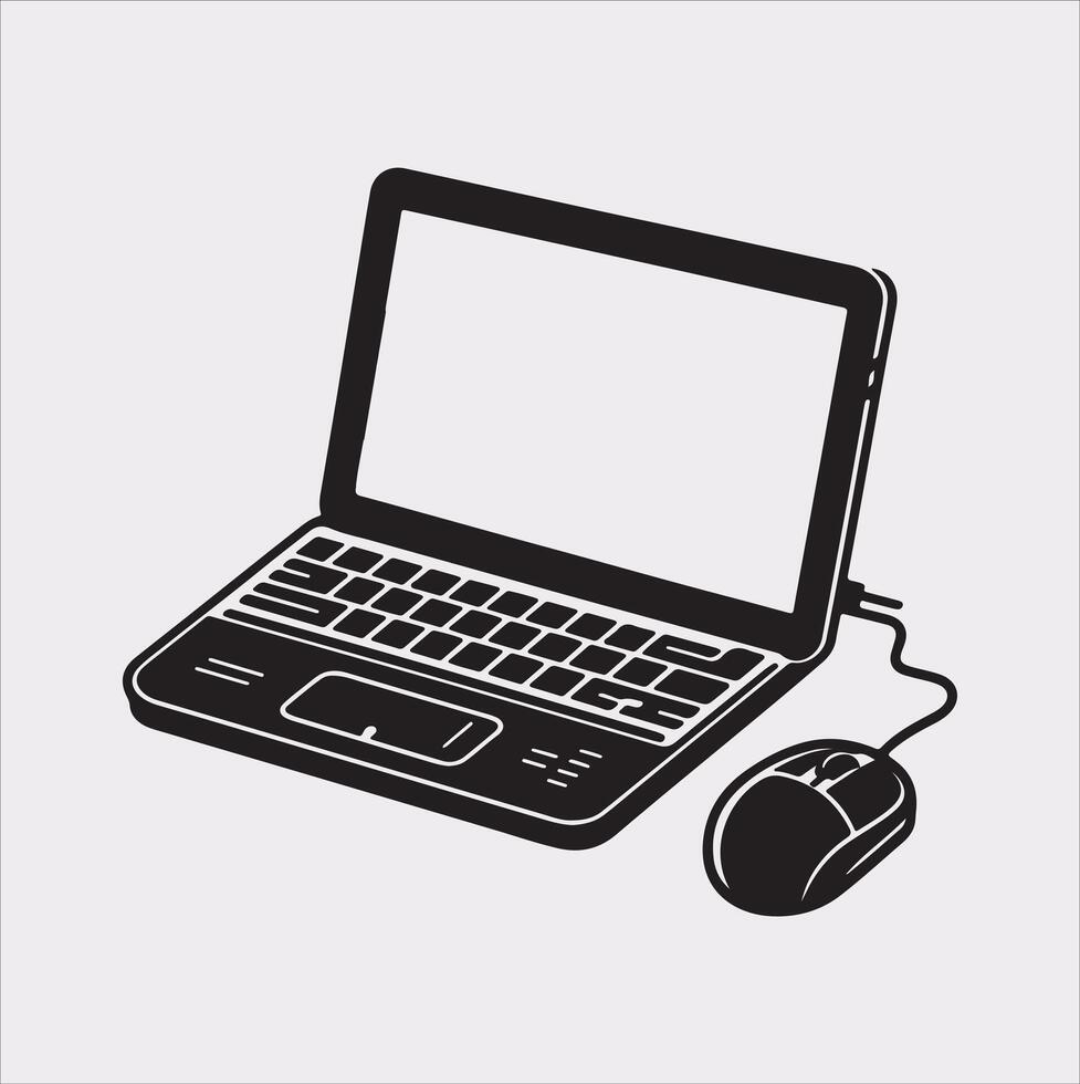 laptop silhouette on White Background vector