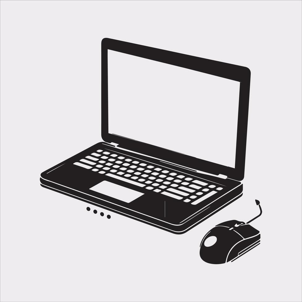 laptop silhouette on White Background vector