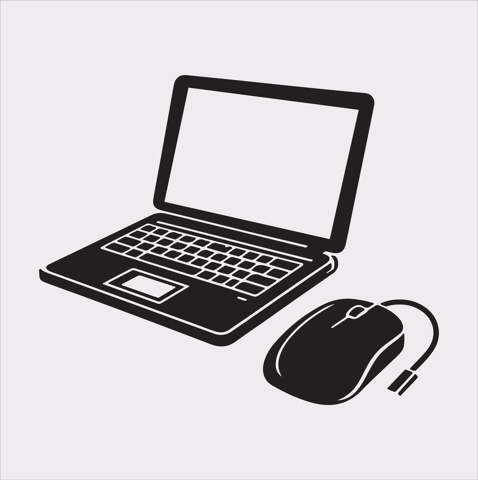 laptop silhouette on White Background vector