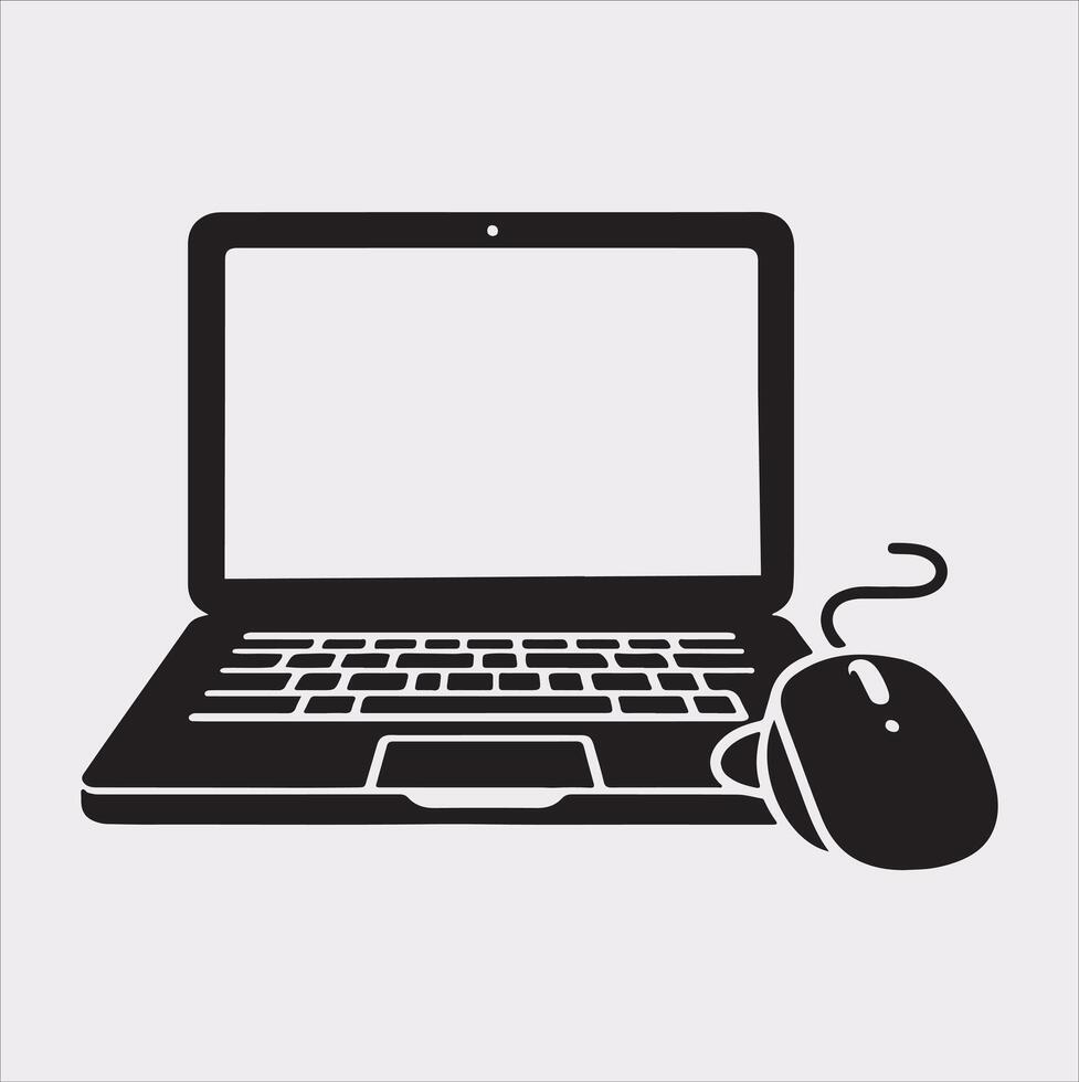 laptop silhouette on White Background vector