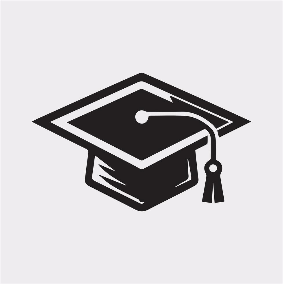 minimalist degree logo with convocation cap in black Silhouette vector