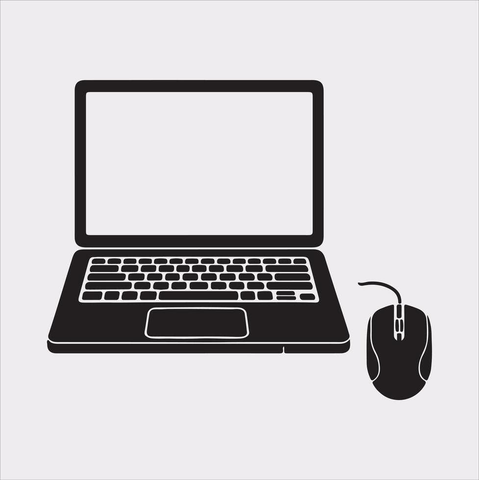 laptop silhouette on White Background vector