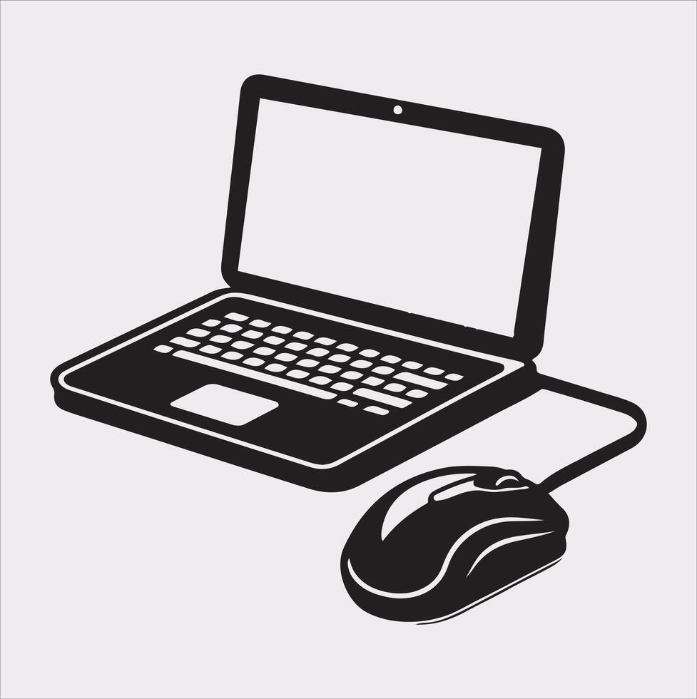 laptop silhouette on White Background vector