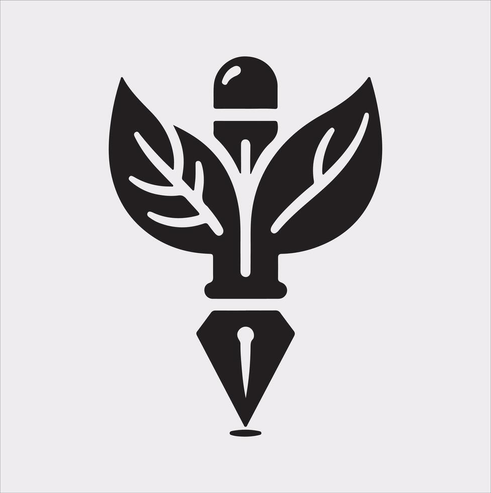 Education Logo Silhouette art illustration with a pen icon on a solid white background vector