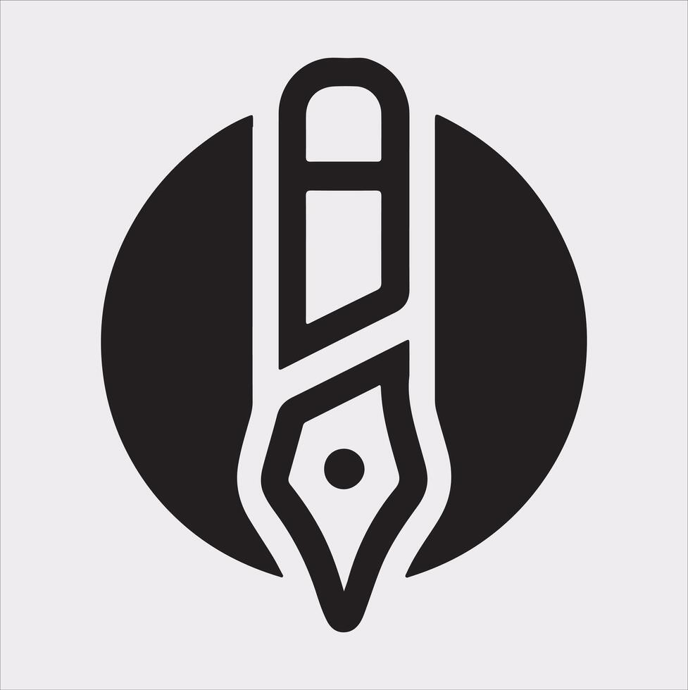 Education Logo Silhouette art illustration with a pen icon on a solid white background vector