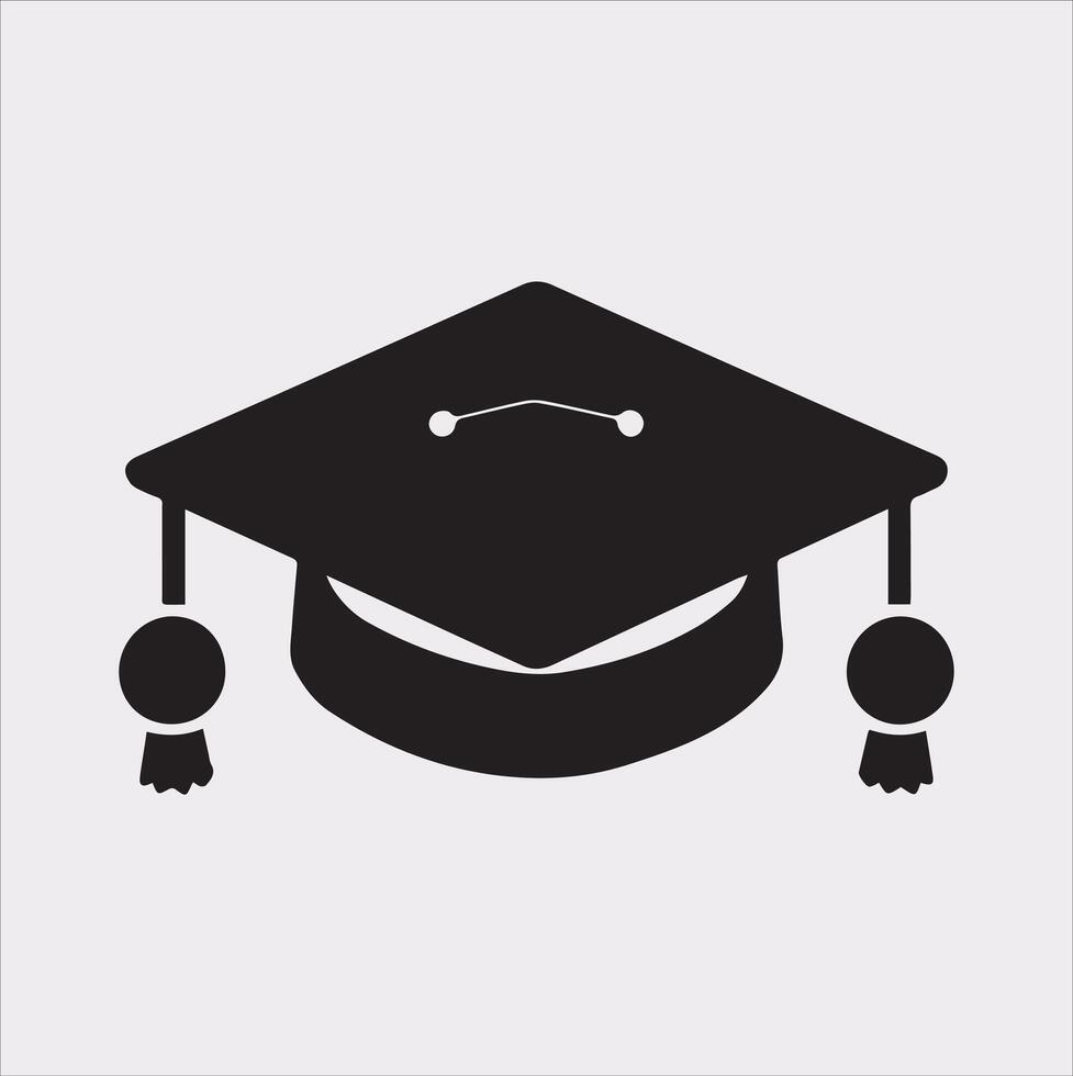 minimalist degree logo with convocation cap in black Silhouette vector