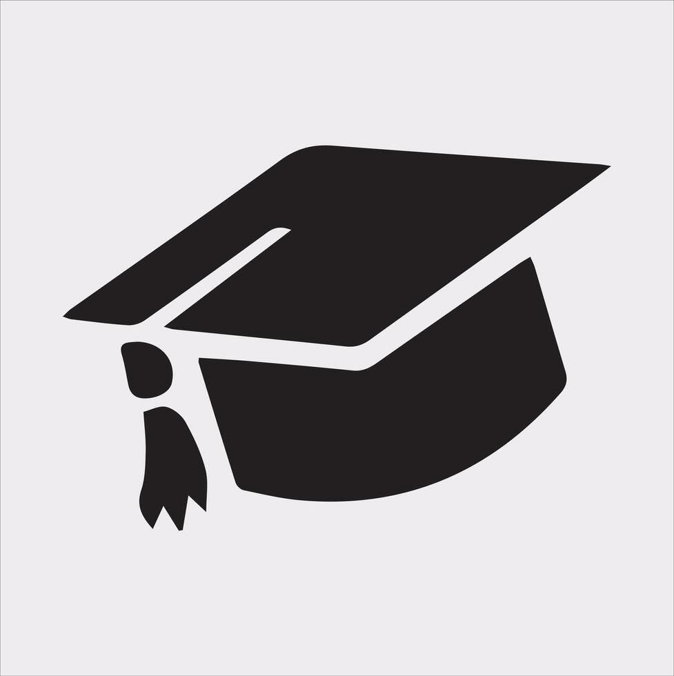 minimalist degree logo with convocation cap in black Silhouette vector